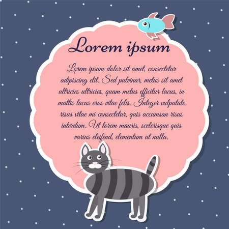 Retro template frame with with a catのイラスト素材
