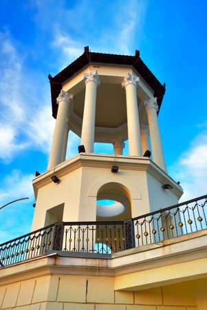 Greek gazebo with columns at the sea station in Sochi, Russia, 2021の写真素材