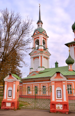 The Church of St. John Chrysostom. The bell tower of the Orthodox church in the classical architectural traditions of the XVIII century. Kostroma, Russia, 2022の素材 [FY310186735265]