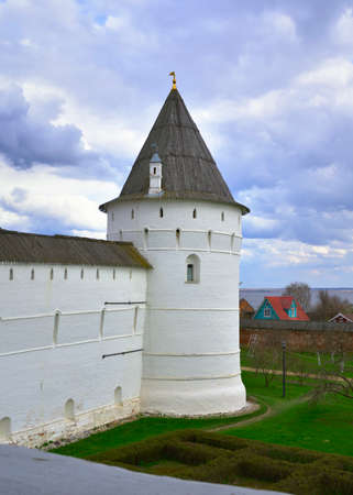 The Kremlin of Rostov the Great. Corner fortress tower under the blue sky, Russian architecture of the XVII century. Rostov, Yaroslavl region, Russia, 2022の写真素材