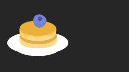 Pancakes with blueberry on a plate. Vector illustration.