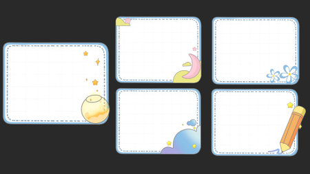 Set of note papers for notes and pencils. Vector illustration.の写真素材