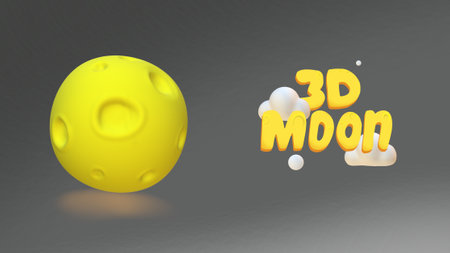 3d cute moon illustrationの写真素材
