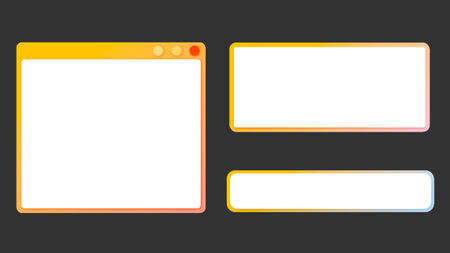 Set of web browser windows with blank screen. Vector illustration isolated on black background.