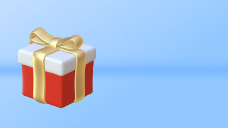 3d rendering of gift boxes on blue background with copy space.の写真素材