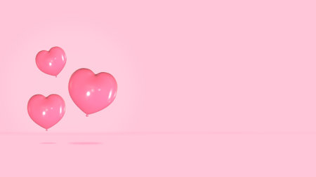3d pink love Balloon backgroundの写真素材