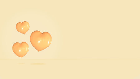 3d orange love Balloon backgroundの写真素材