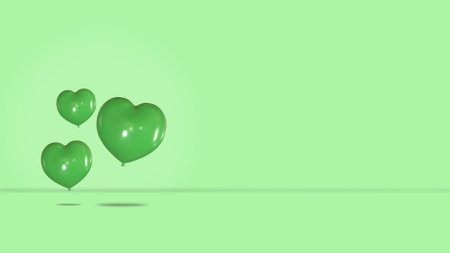 3d green love Balloon backgroundの写真素材
