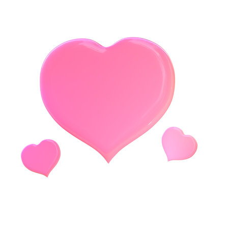 3d cute heart love isolated on white backgroundの写真素材