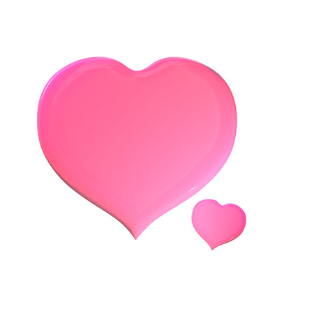 3d cute heart love isolated on white backgroundの写真素材