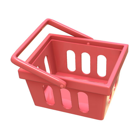Colorful 3d shopping cart, isolated 3d shopping basket iconの写真素材