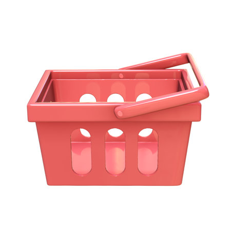 Colorful 3d shopping cart, isolated 3d shopping basket iconの写真素材