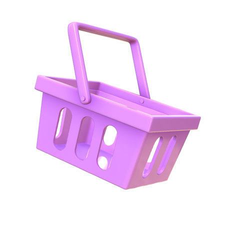 Colorful 3d shopping cart, isolated 3d shopping basket iconの写真素材