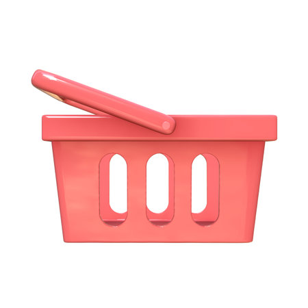 Colorful 3d shopping cart, isolated 3d shopping basket iconの写真素材