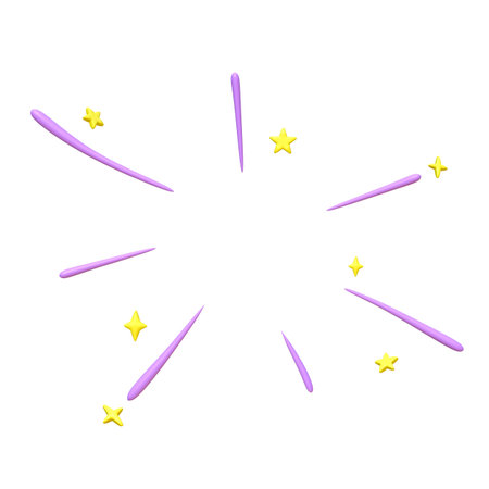 3d cute purple confetti pop with sparkle element, isolated 3d text effectの写真素材