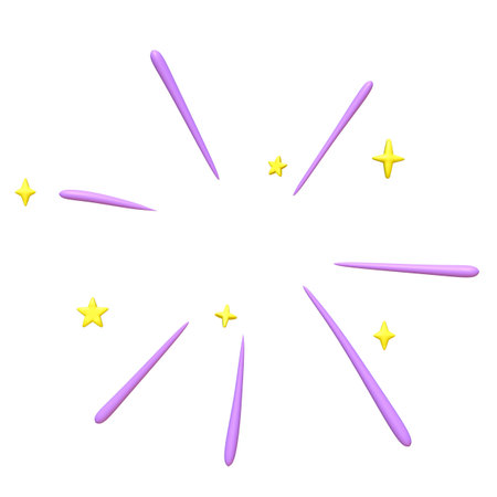 3d cute purple confetti pop with sparkle element, isolated 3d text effectの写真素材