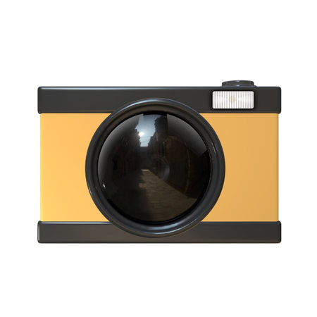 3d cute vintage camera isolated iconの写真素材