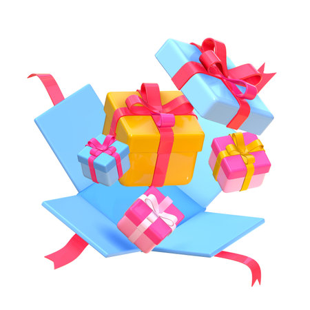 3d Cute Surprise Gift Box With Falling Confetti