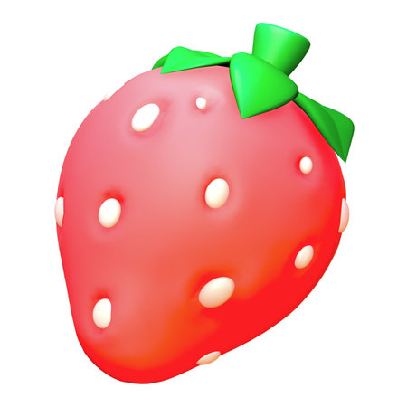 3d rendering of cute strawberries isolated backgroundの写真素材