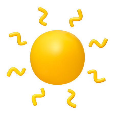 Cute illustration of Sun 3d render. Bright Summer Sun isolated. Cute cartoon 3d sunの写真素材