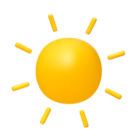 Cute illustration of Sun 3d render. Bright Summer Sun isolated. Cute cartoon 3d sunの写真素材