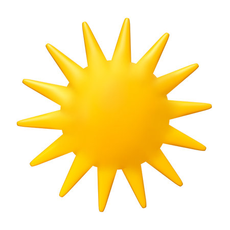 Cute illustration of Sun 3d render. Bright Summer Sun isolated. Cute cartoon 3d sunの写真素材