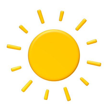 Cute illustration of Sun 3d render. Bright Summer Sun isolated. Cute cartoon 3d sunの写真素材