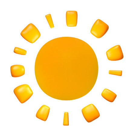 Cute illustration of Sun 3d render. Bright Summer Sun isolated. Cute cartoon 3d sunの写真素材