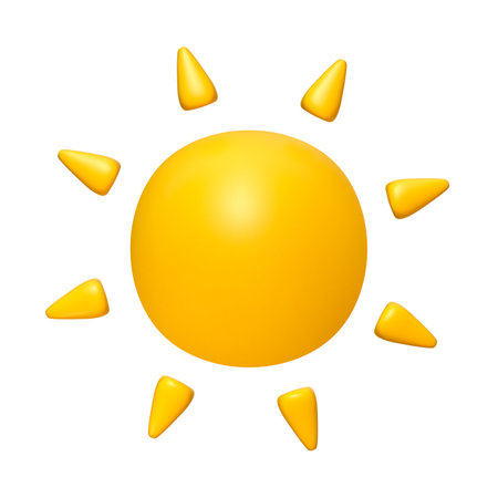 Cute illustration of Sun 3d render. Bright Summer Sun isolated. Cute cartoon 3d sunの写真素材