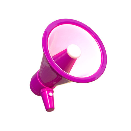 Purple megaphone isolated on white background with clipping path.の写真素材