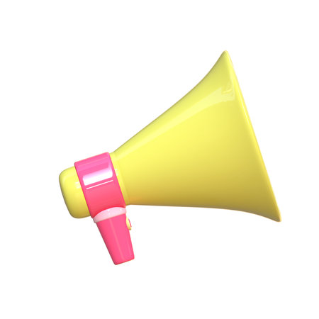 Megaphone isolated on white background. 3D rendering. High resolution image.の写真素材