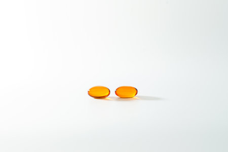 Soft gel, Close up of oil filled capsules, suitable for presenting food supplements : fish oil, omega 3, omega 6, omega 9, vitamin A, vitamin D, vitamin D3, vitamin E, evening primrose oil,の写真素材