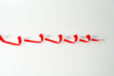 ribbon, red and white flag of Indonesia independence day August 17th, i love indonesia, isolated on white backgroundの写真素材