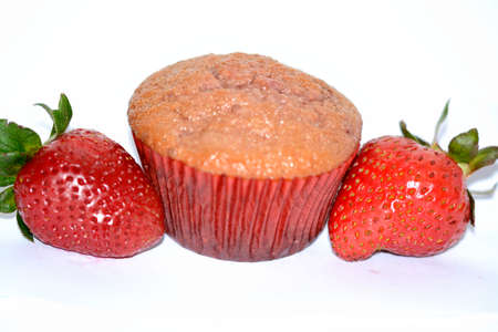 Strawberry cupcake delicious healthy fruit muffinの写真素材