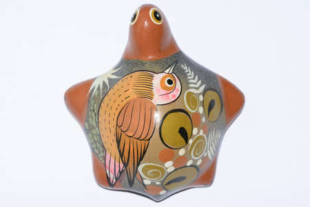 Mexican ethnic clay painted turtle artcraft