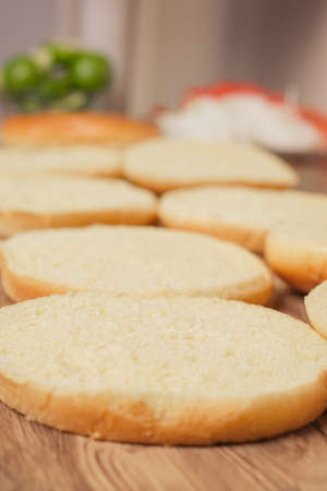 slice of hamburger bread, delicious with golden color and cooked at home