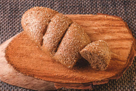 vegan organic bread made with seeds at home totally natural and rustic ideal for an appetizer...