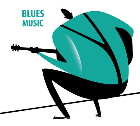 Man sits and plays blues on guitarのイラスト素材