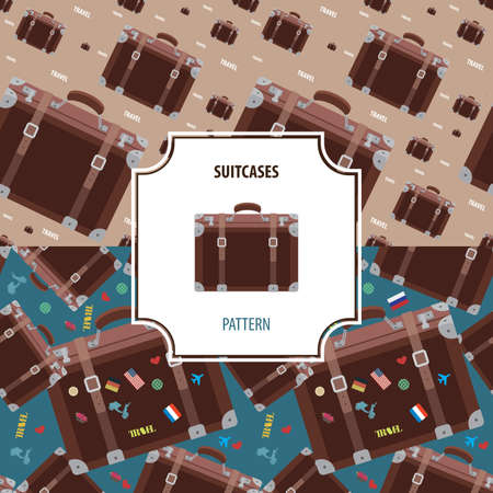 Suitcases pattern set contains of two different versionsのイラスト素材