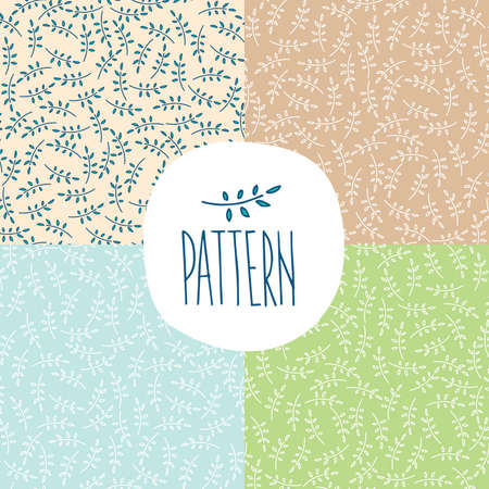 Set of seamless endless patterns with twigs or sprigs - Spring is coming conceptのイラスト素材