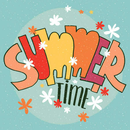 The inscription of amusing multi-colored letters - Summer Time concept and letteringのイラスト素材
