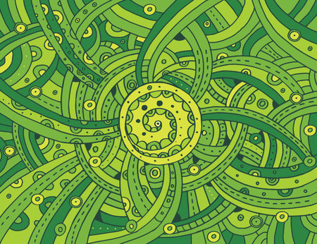 Green bio pattern. Abstract background. Hand drawn styleのイラスト素材