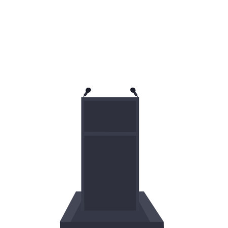 Isolate podium or pulpit with microphones on white background. Simplified realistic hand draw comic art styleのイラスト素材