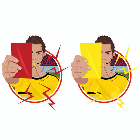 Stickers with referee holding cardsのイラスト素材