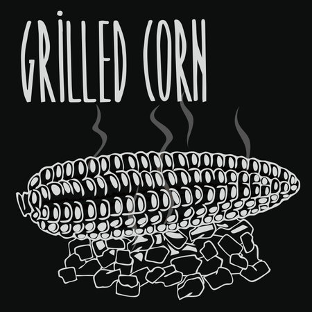 Chalkboard grilled corn ears fruitのイラスト素材