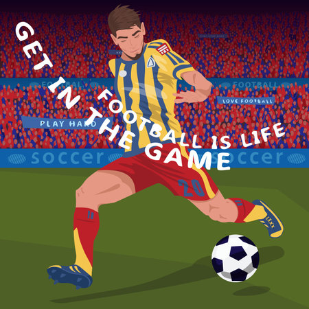 Close up running football playerのイラスト素材