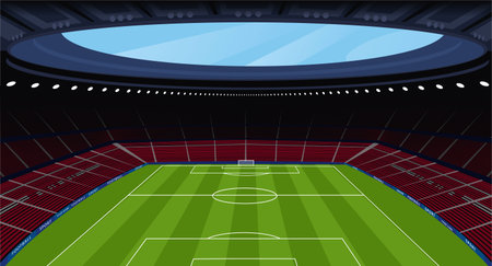 A huge empty soccer stadiumのイラスト素材