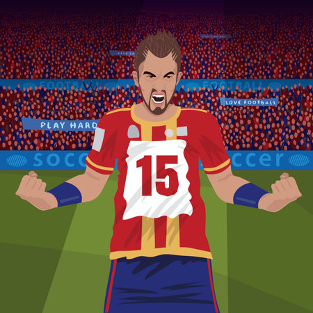 Soccer player angry with the loseのイラスト素材