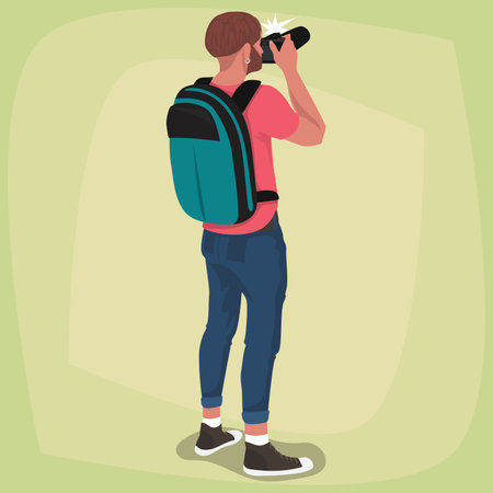 Isolated photographer with his backのイラスト素材