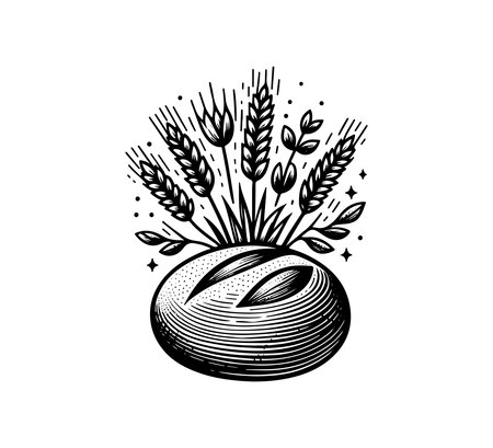 sourdough bread logo template logo black and whiteのイラスト素材